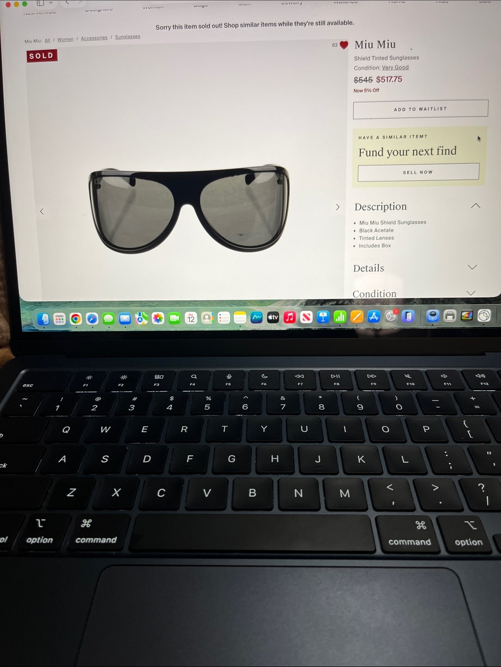 Miu Miu Black Runway Sunglasses slate gray lenses
